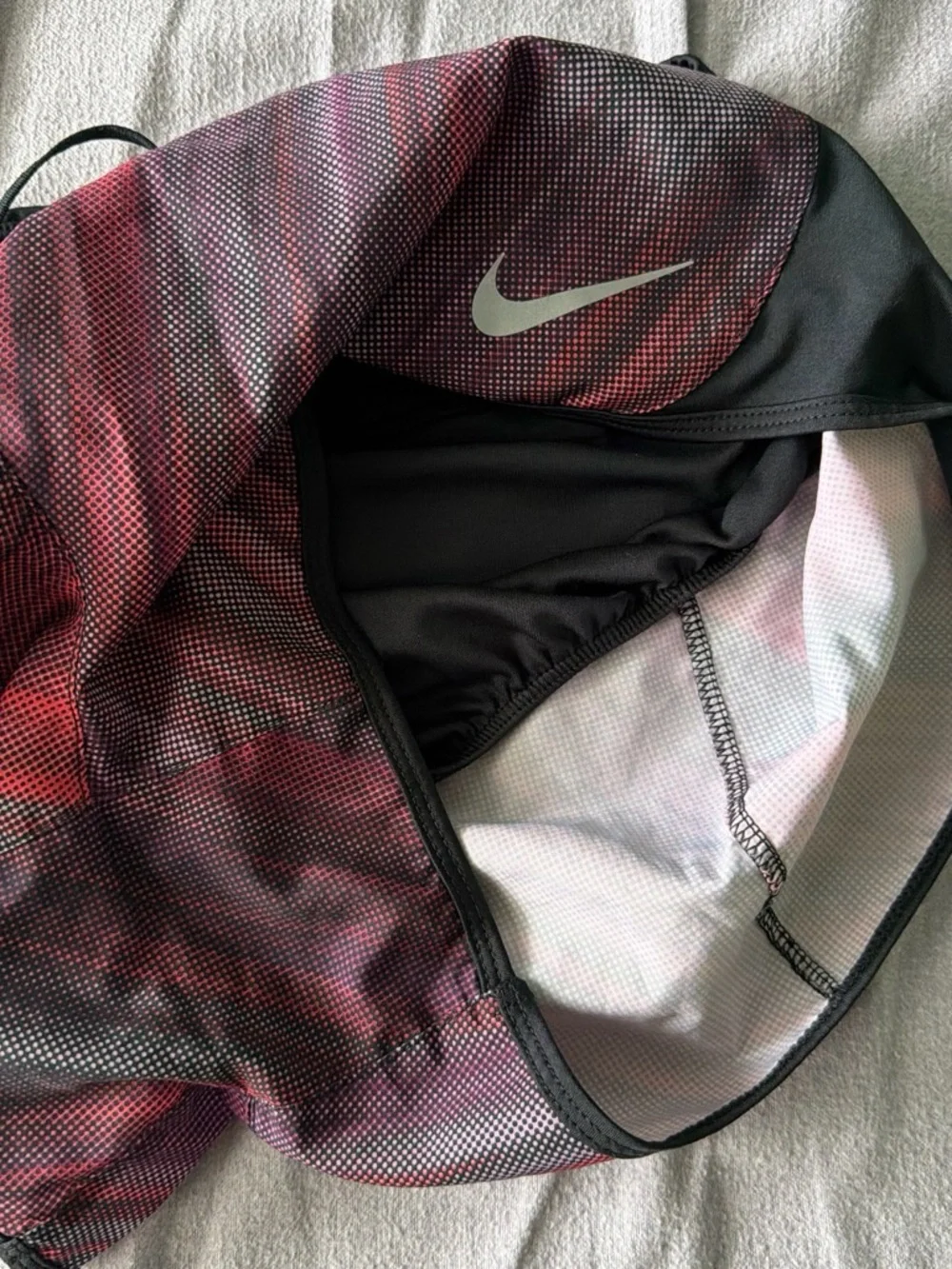 Nike Black Waist Pink and Red Patterned Running Shorts